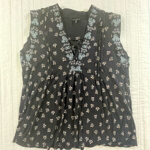 Lucky Brand Sleeveless Black Boho Blouse XS